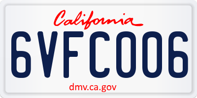 CA license plate 6VFC006
