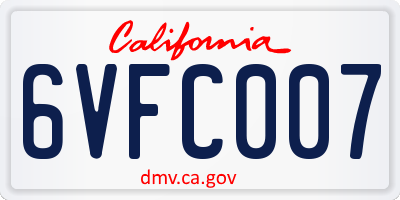 CA license plate 6VFC007