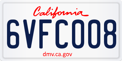 CA license plate 6VFC008