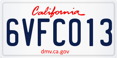 CA license plate 6VFC013