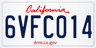 CA license plate 6VFC014