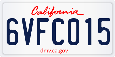 CA license plate 6VFC015