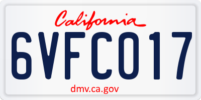CA license plate 6VFC017