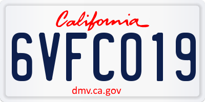 CA license plate 6VFC019