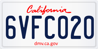 CA license plate 6VFC020