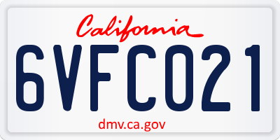 CA license plate 6VFC021