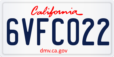 CA license plate 6VFC022