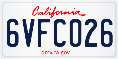 CA license plate 6VFC026