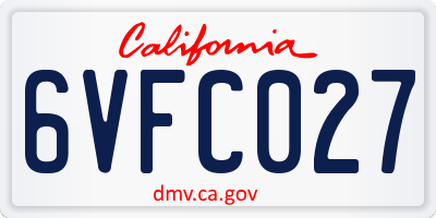 CA license plate 6VFC027