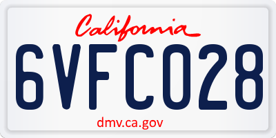 CA license plate 6VFC028