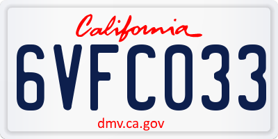 CA license plate 6VFC033
