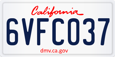 CA license plate 6VFC037
