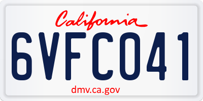 CA license plate 6VFC041
