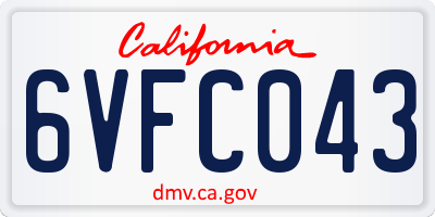 CA license plate 6VFC043