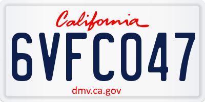 CA license plate 6VFC047