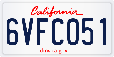 CA license plate 6VFC051