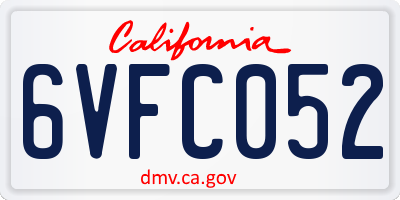 CA license plate 6VFC052