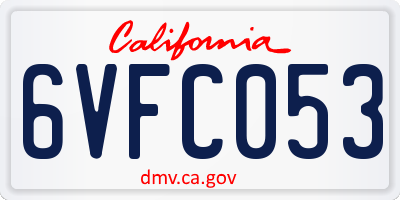 CA license plate 6VFC053