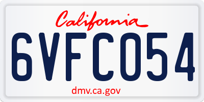 CA license plate 6VFC054