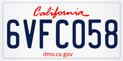CA license plate 6VFC058