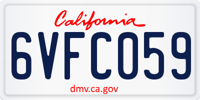 CA license plate 6VFC059