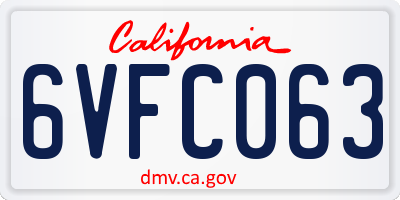 CA license plate 6VFC063
