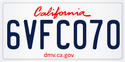 CA license plate 6VFC070