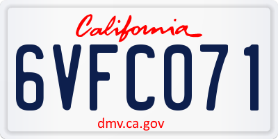 CA license plate 6VFC071