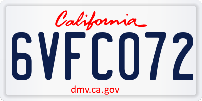 CA license plate 6VFC072