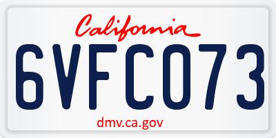 CA license plate 6VFC073