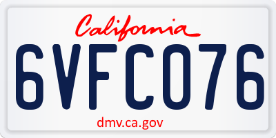 CA license plate 6VFC076