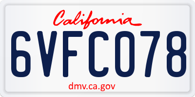 CA license plate 6VFC078