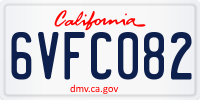 CA license plate 6VFC082