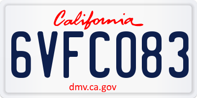 CA license plate 6VFC083