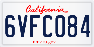 CA license plate 6VFC084
