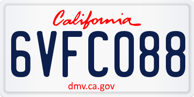 CA license plate 6VFC088