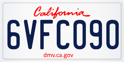 CA license plate 6VFC090
