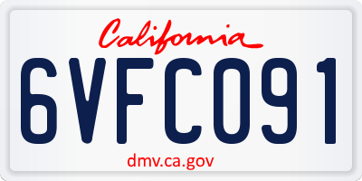 CA license plate 6VFC091