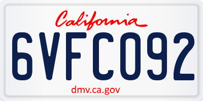CA license plate 6VFC092