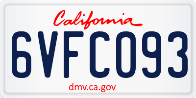 CA license plate 6VFC093