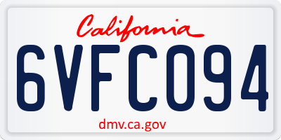 CA license plate 6VFC094