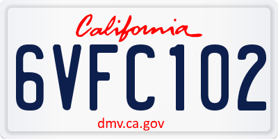 CA license plate 6VFC102