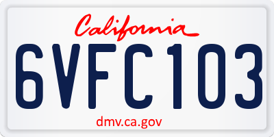 CA license plate 6VFC103