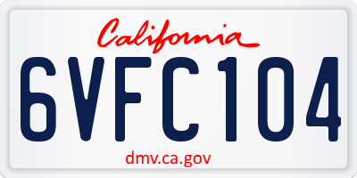 CA license plate 6VFC104
