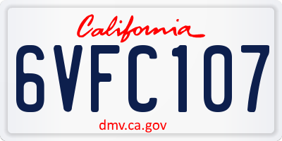 CA license plate 6VFC107