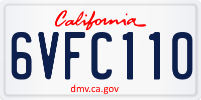 CA license plate 6VFC110
