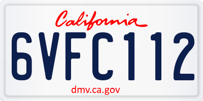 CA license plate 6VFC112