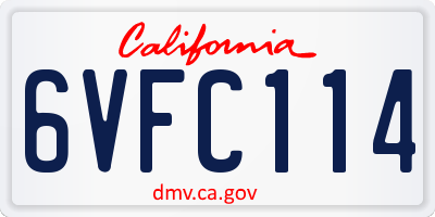 CA license plate 6VFC114