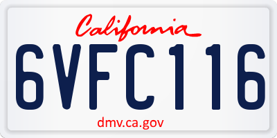 CA license plate 6VFC116