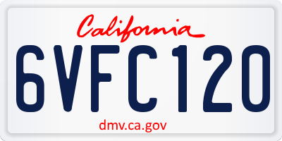 CA license plate 6VFC120
